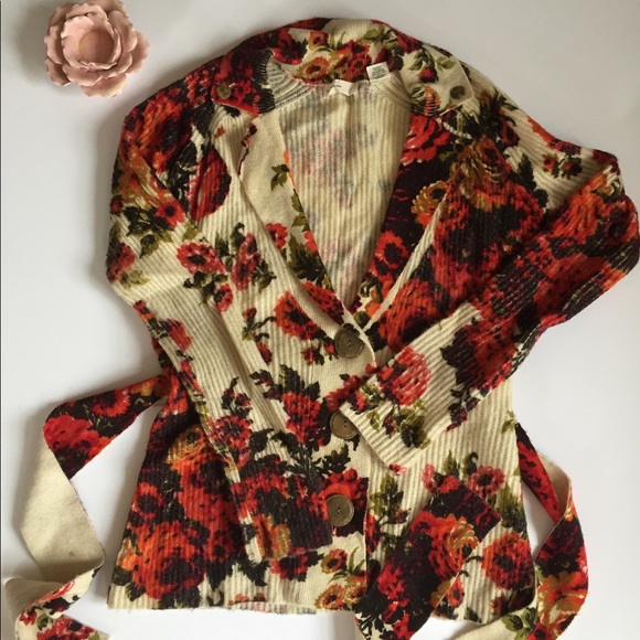Anthropologie Sweaters - Anthropologie Sleeping On Snow Sweater Coat Floral